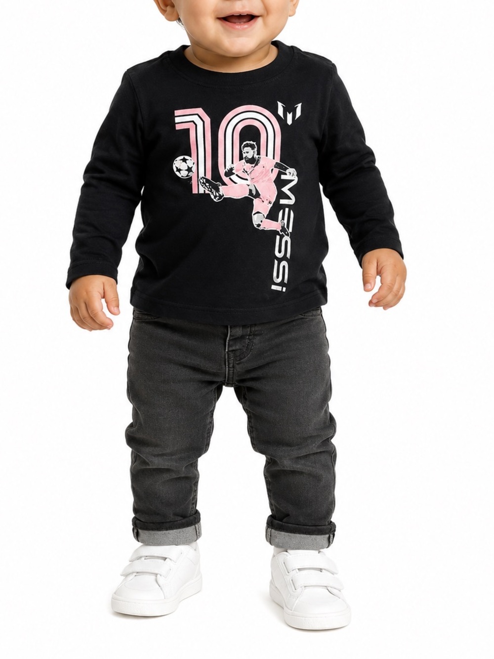 Messi Collection Baby Long Sleeve Shirt 12M NWT Soccer GOAT Pink Black Shirt
